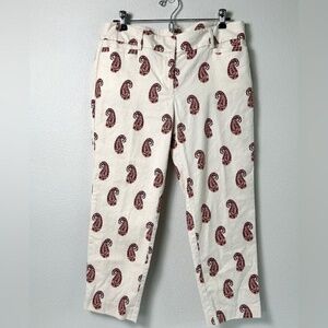 LOFT Original Paisley Marisa Ankle Pants, Tan Red‎ Paisley Size 14